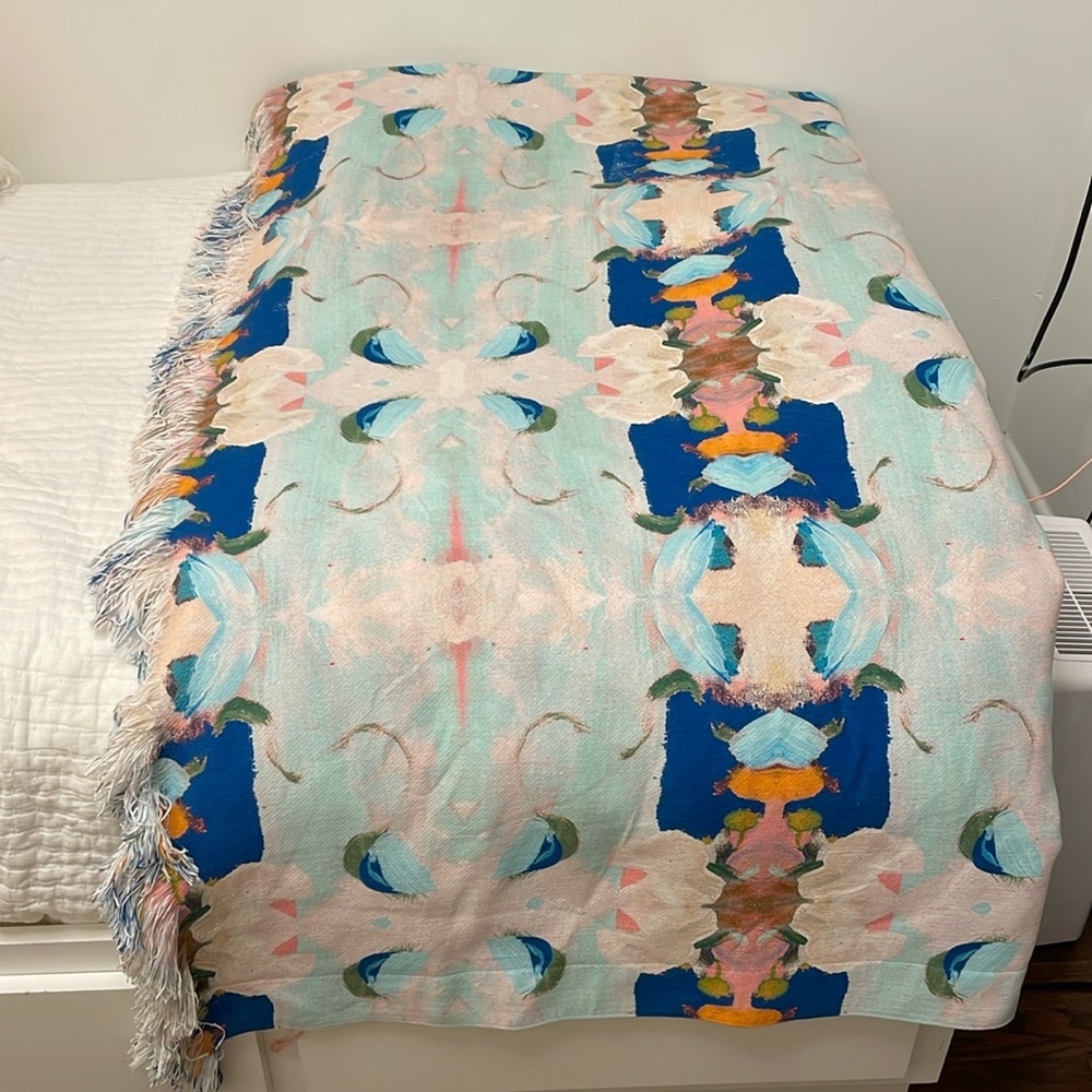 Monet’s Garden Navy Throw Blanket